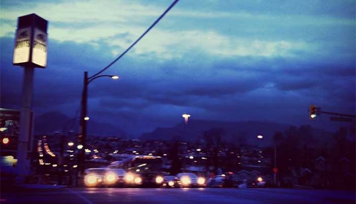 Cars driving in the early morning in Vancouver