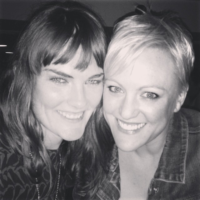 Shannon and her friend Lillie, head to head smiling for the camera